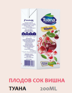 Плодов сок Туана вишна 200 мл 27 бр/каш