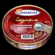 Скумбрия Diavena 0,160 в фирменном томатном соусе 16 шт/стек